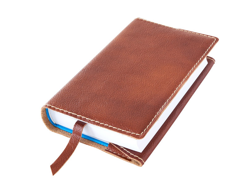 Obal na knihu kožený se záložkou Hnědá měděná