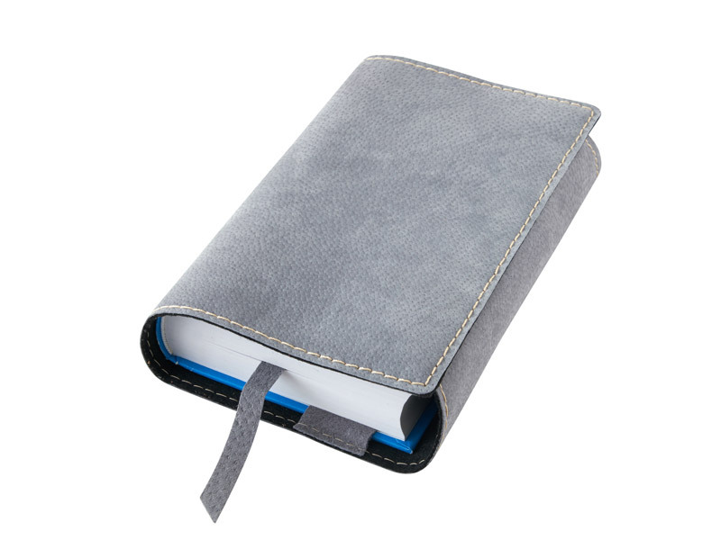 Obal na knihu kožený se záložkou Šedý