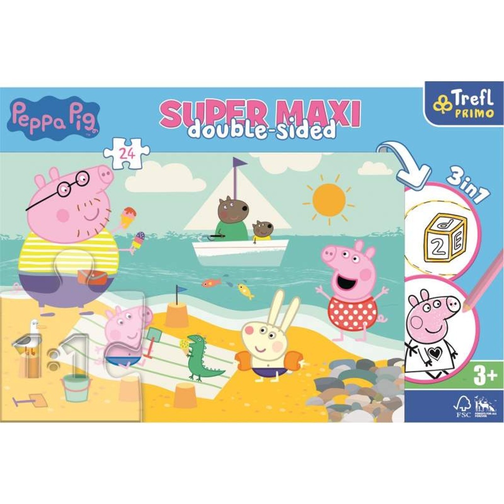 Oboustranné puzzle Prasátko Peppa SUPER MAXI 24 dílků