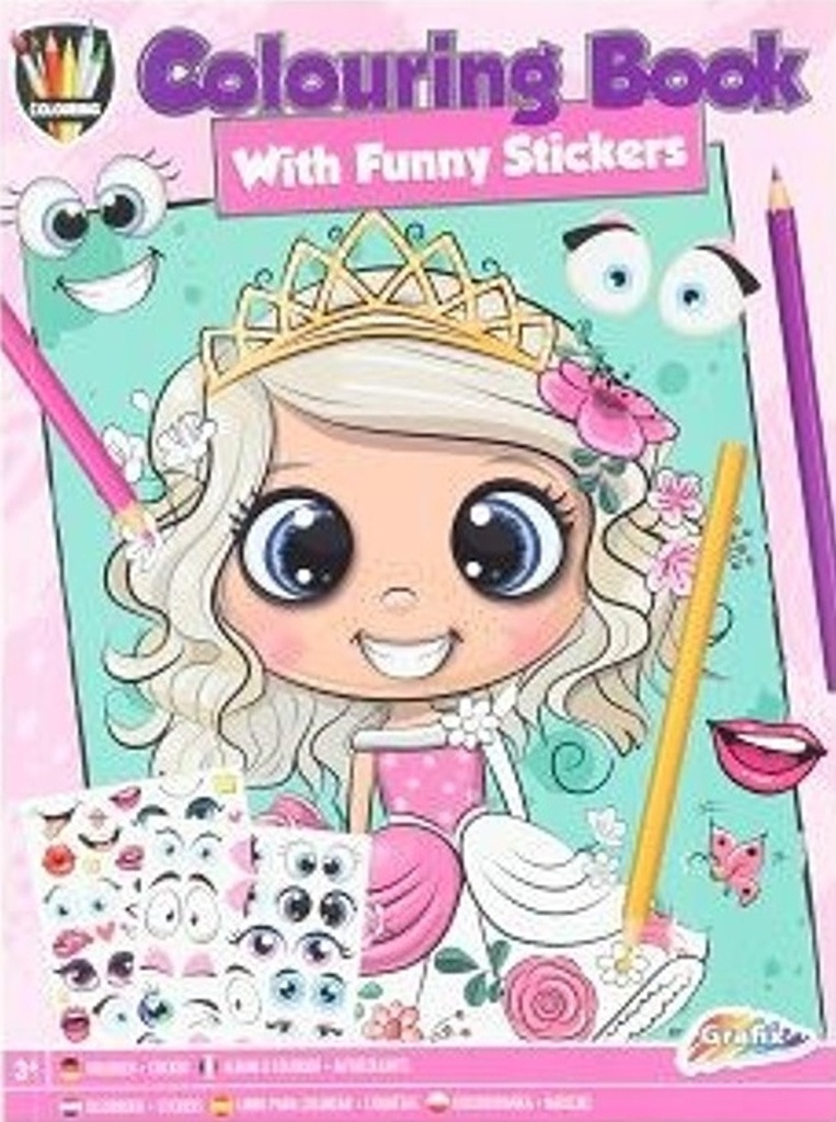 Omalovánka s vtipnými samolepkami A4 Princezna