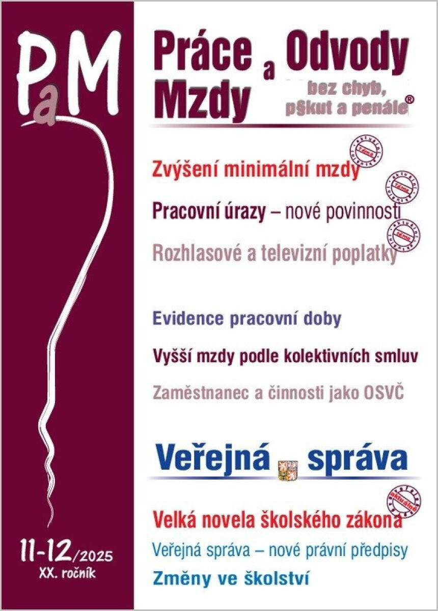 PaM 11-12/2025 Minimální mzda od 1. ledna 2026 - Ladislav Jouza