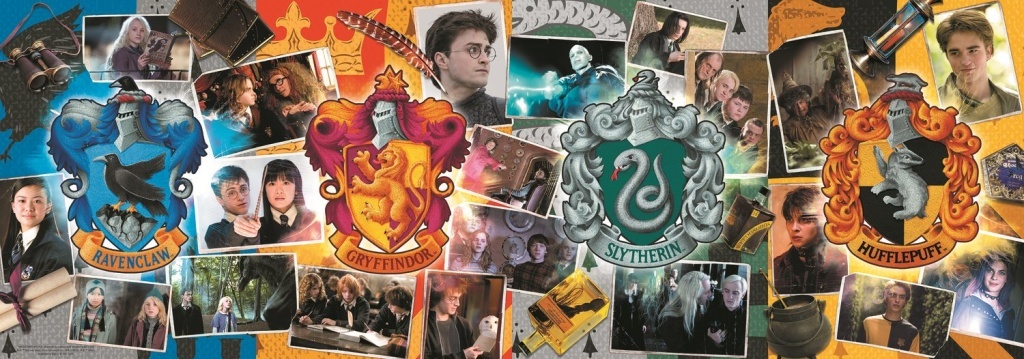Panoramatické puzzle Harry Potter: Čtyři bradavické koleje 1000 dílků