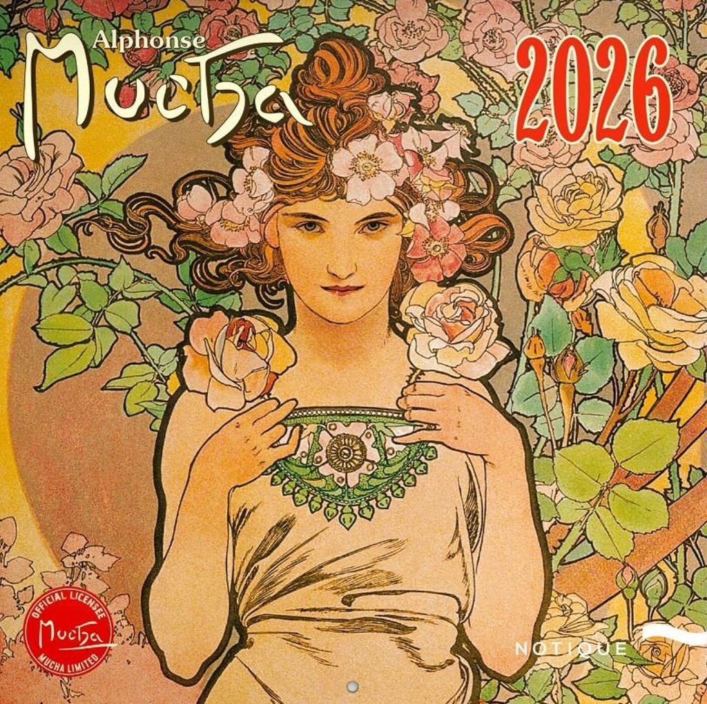 Poznámkový kalendář Alfons Mucha 2026 - nástěnný kalendář