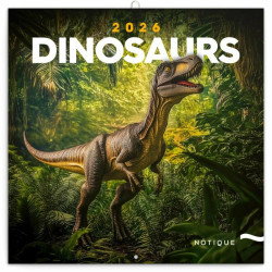 Poznámkový kalendář Dinosauři 2026 - nástěnný kalendář
