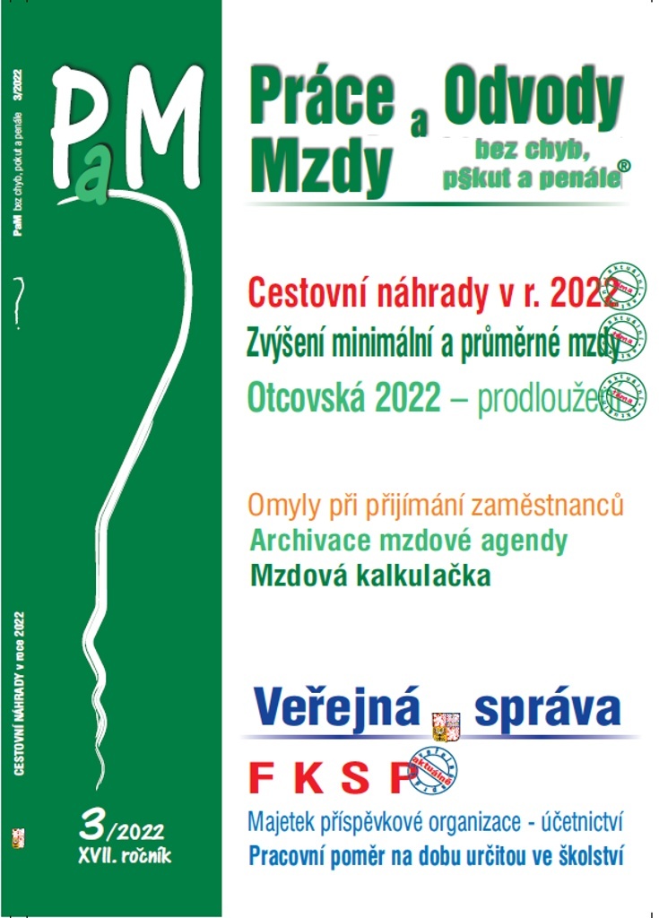 Práce a mzdy 3/2022 – Cestovní náhrady v roce 2022