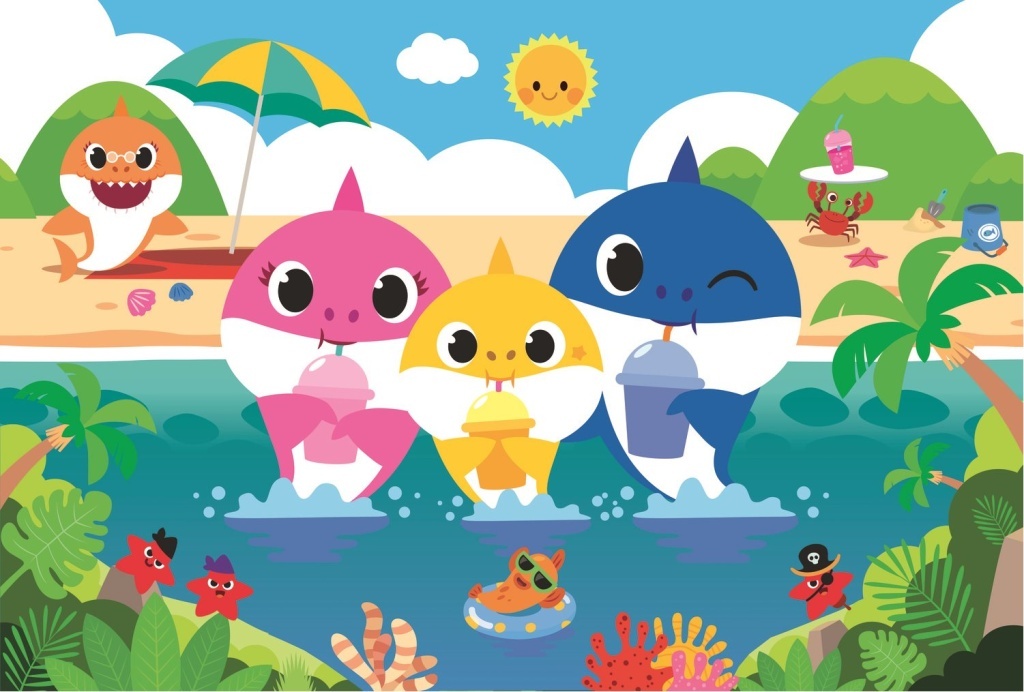 Puzzle Baby Shark s rodinou na dovolené