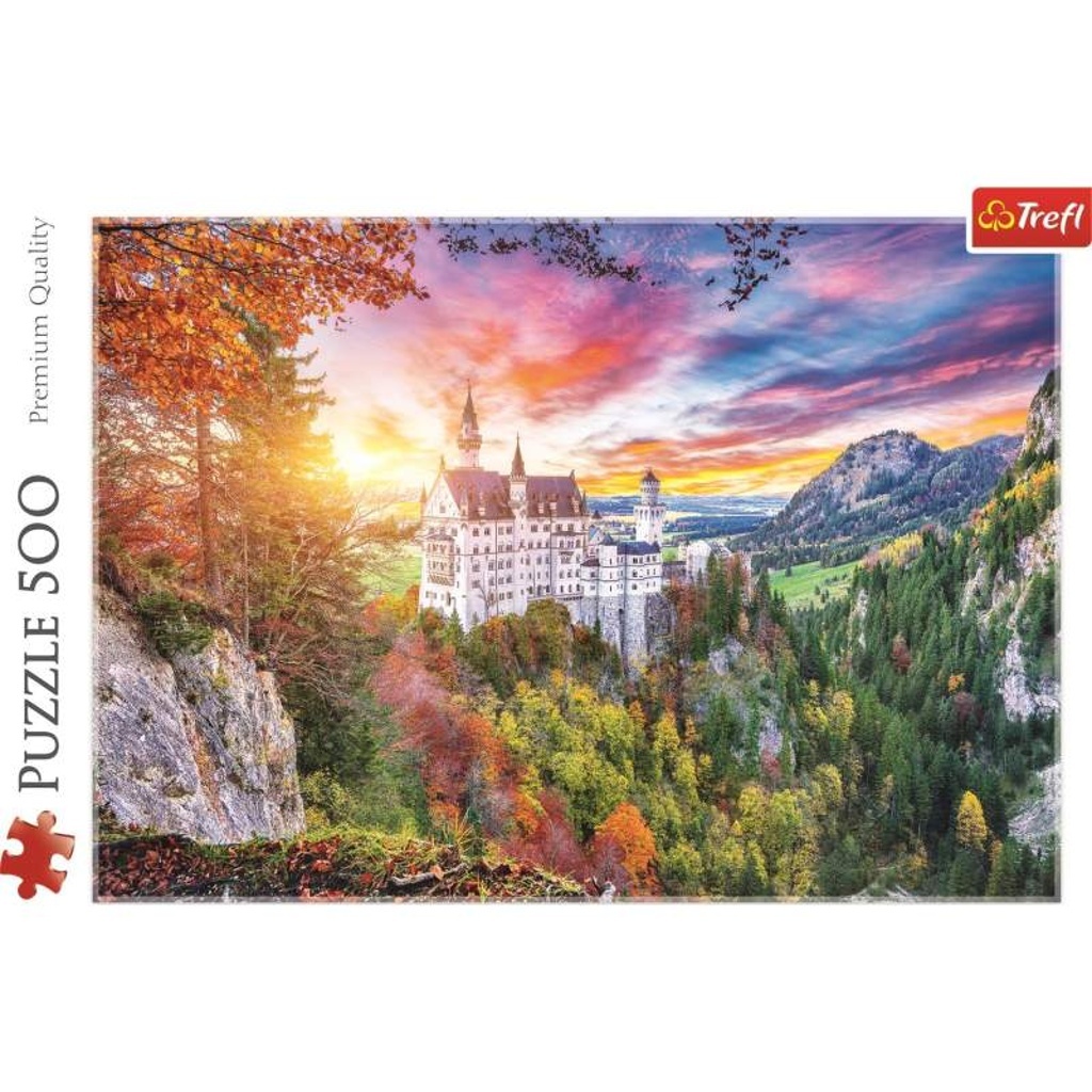 Puzzle Pohled na zámek Neuschwanstein, Německo 500 dílků