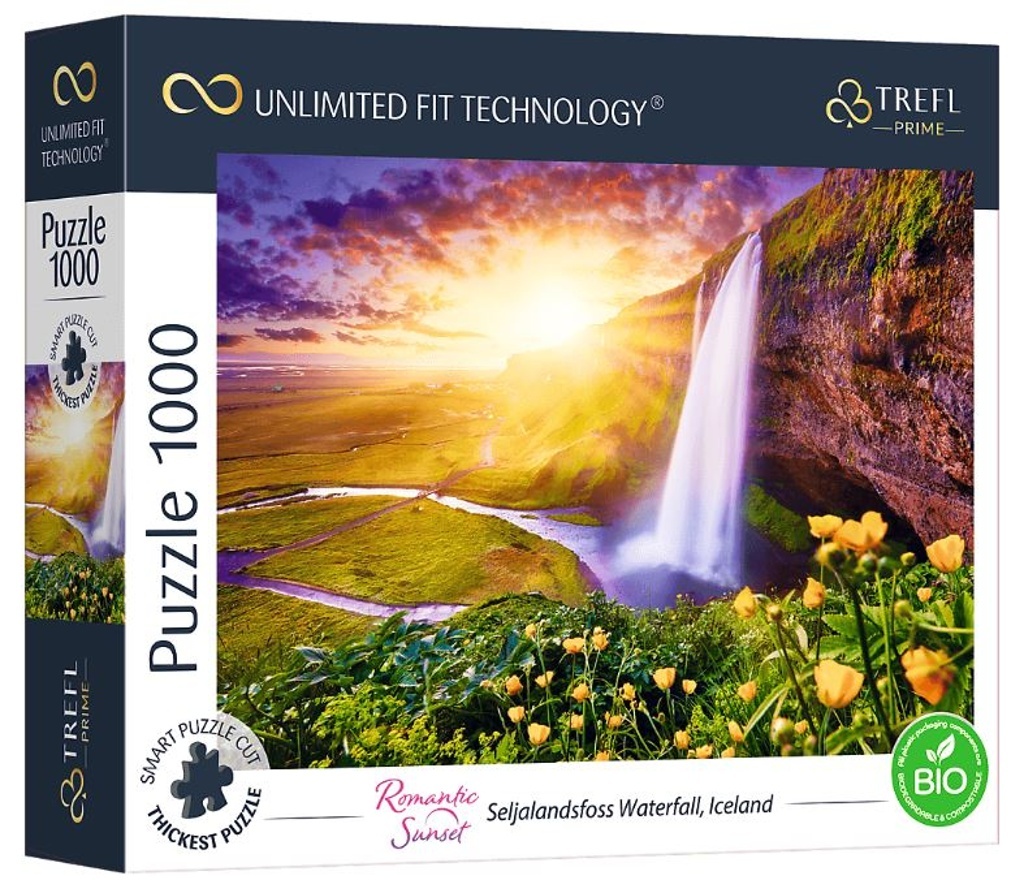 Puzzle Romantic Sunset Seljalandsfoss vodopády (1000 dílků)