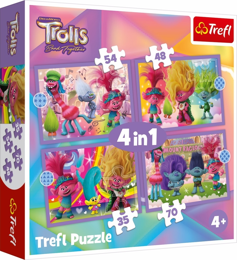 Puzzle Trollové Barevné dobrodružství 4v1
