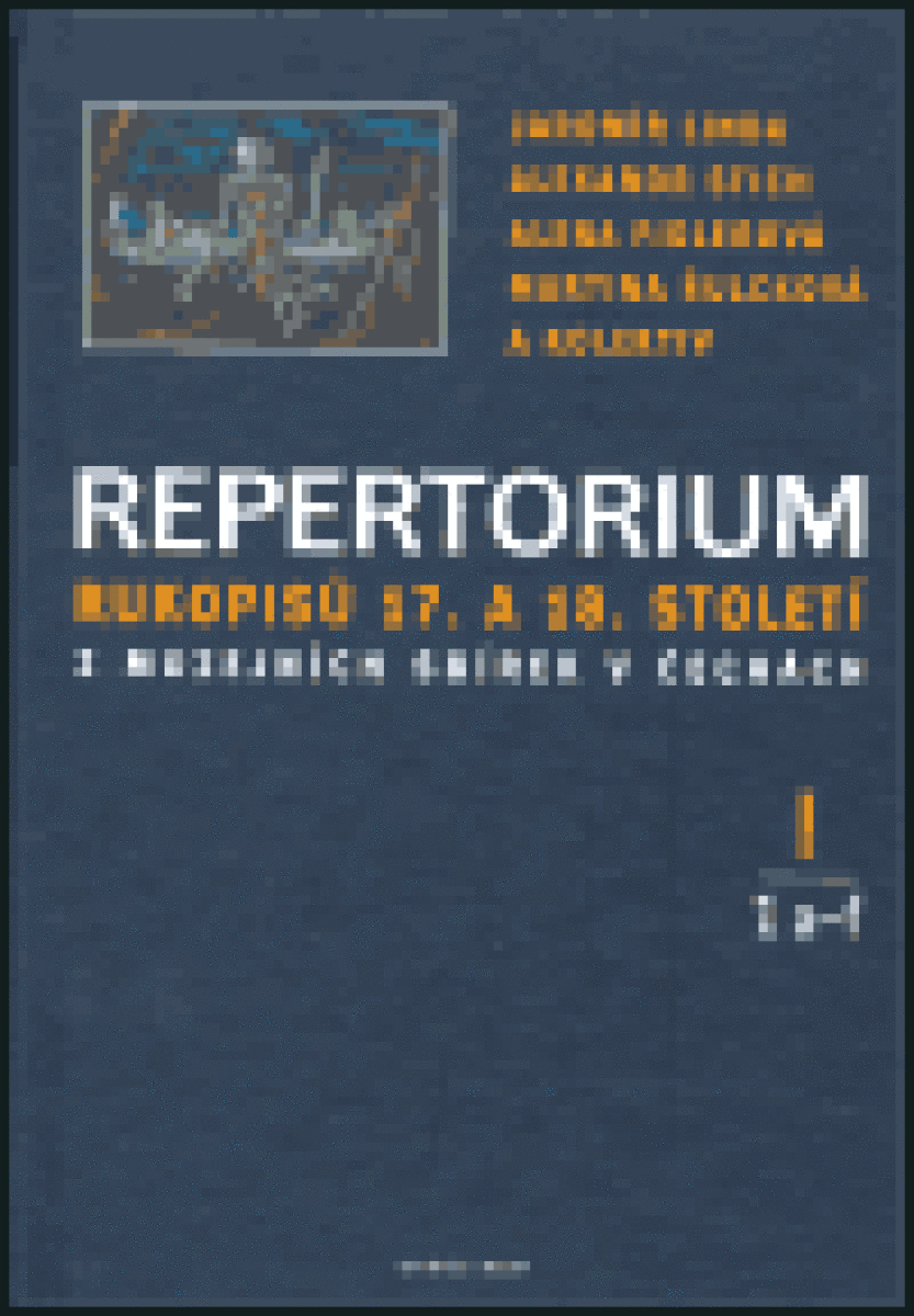 Repertorium rukopisů 17. a 18. století z muzejních sbírek v Čechách I. (1 a-f + 2 h-j)