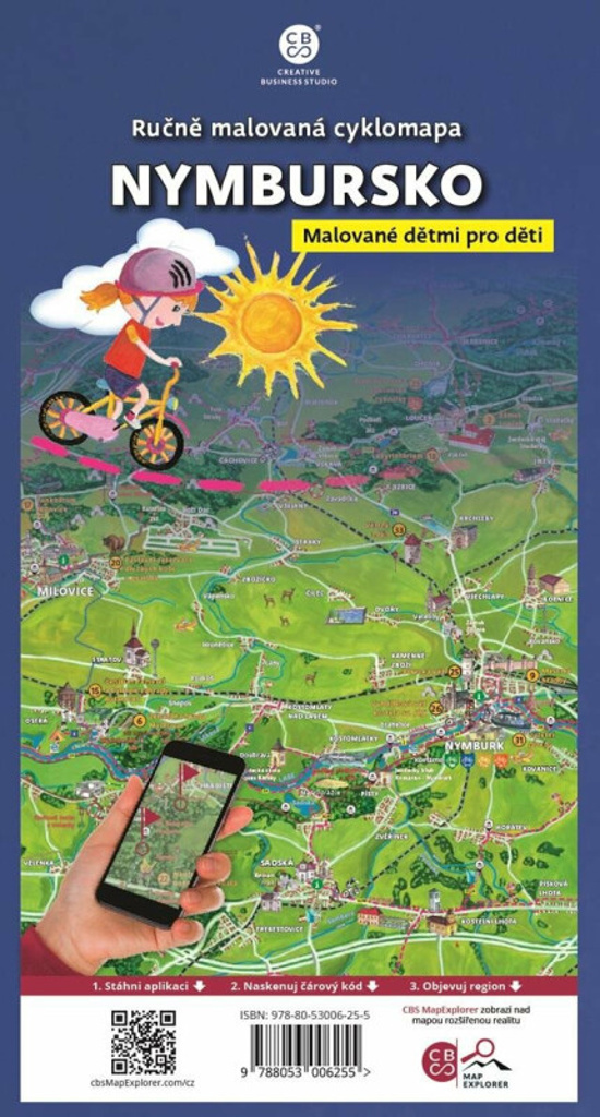 Ručně malovaná cyklomapa Nymbursko