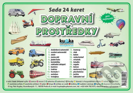 Sada 24 karet - dopravní prostředky