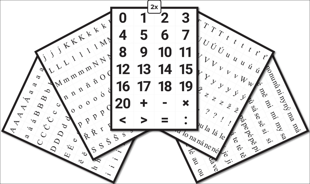Sada písmen a číslic pro prvňáky