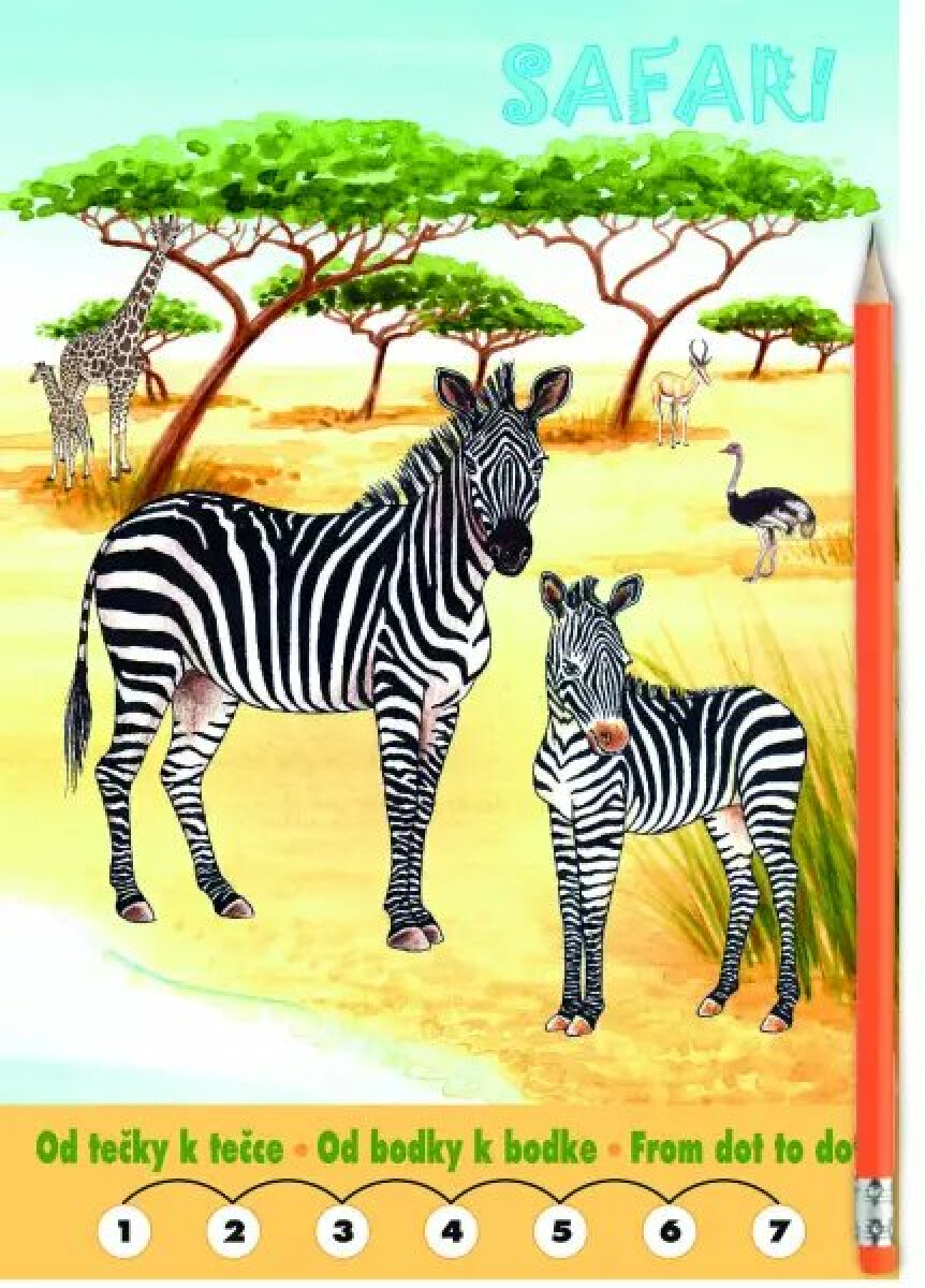 Safari Omalovánky - Od tečky k tečce + grafitová tužka s gumou