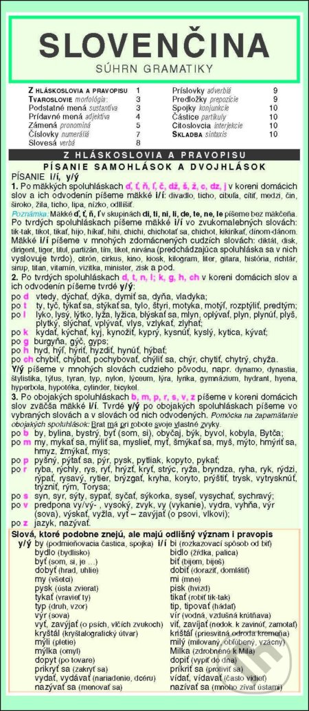 SLOVENČINA súhrn gramatiky