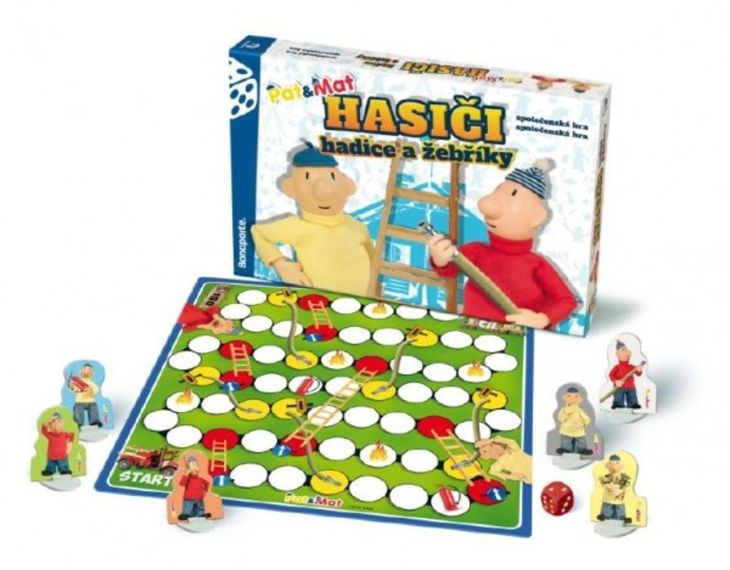 Společenská hra v krabici Hasiči hadice a žebříky Pat a Mat