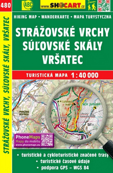 Strážovské vrchy, Súľovské skaly, Vršatec 1:40000 (Turistická mapa 480)
