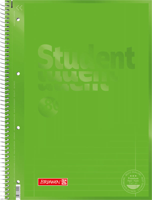 Student blok A4 CC, zelený, linka, 80listů, 90g