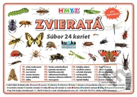 Súbor 24 kariet - Zvieratá (hmyz)