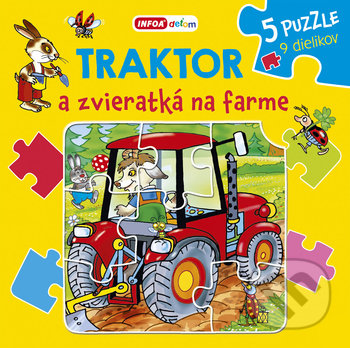 Traktor a zvieratká na farme - knižné puzzle