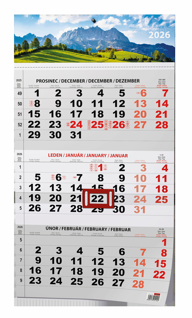 Tříměsíční kalendář 2026 Příroda - nástěnný kalendář