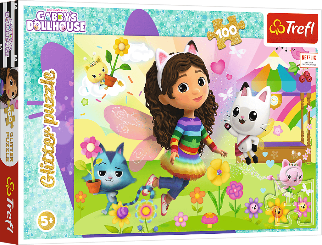 Třpytivé puzzle Gábinin kouzelný domek 100 dílků