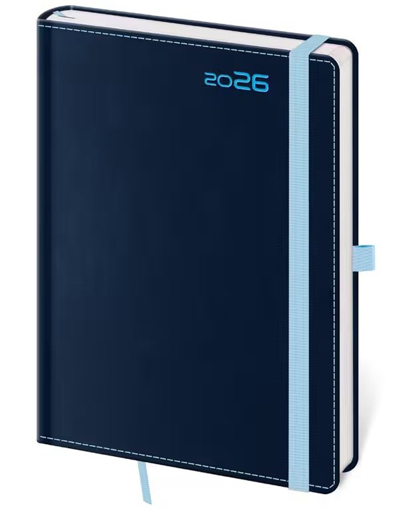 Týdenní diář 2026 B6 Double Blue s poutkem