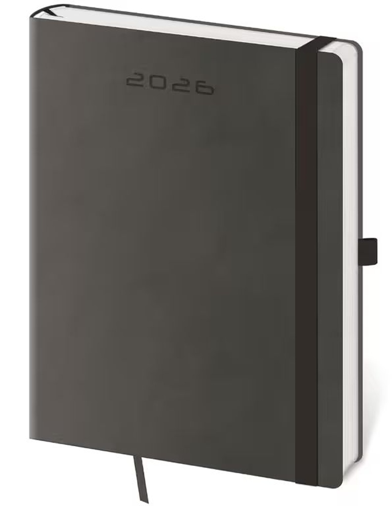 Týdenní diář 2026 B6 Flexies tmavě šedý s poutkem