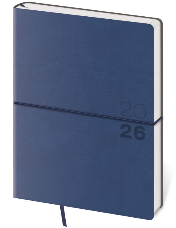 Týdenní diář 2026 B6 Flexio tmavě modrý s gumičkou