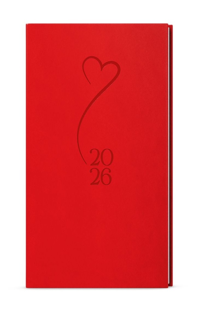 Týdenní diář 2026 Jakub Vivella s ražbou kapesní červená Srdce