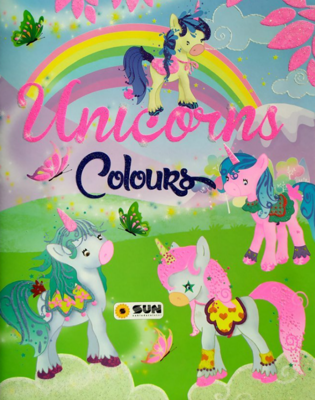 Unicorns - colours - Zábavné omalovány zelené