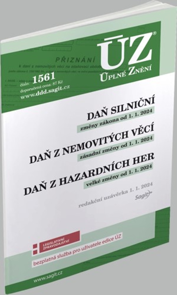 ÚZ 1561 Daň silniční, Daň z nemovitých věcí, Daň z hazardních her