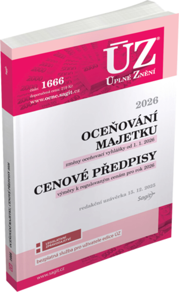 ÚZ 1666 Oceňování majetku, Cenové předpisy, 2026
