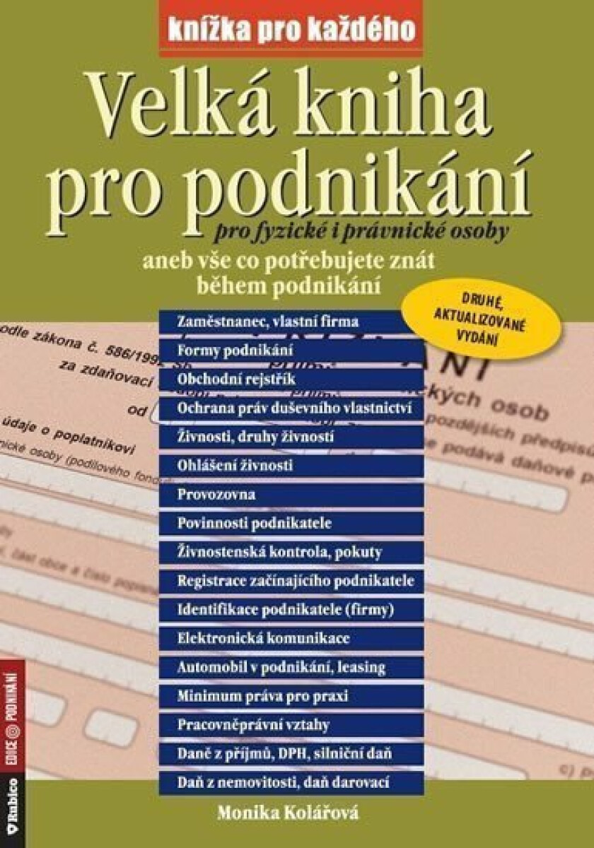 Velká kniha pro podnikání pro fyzické i právnické osoby aneb vše co potřebujete znát během podnikání - Kolářová Monika