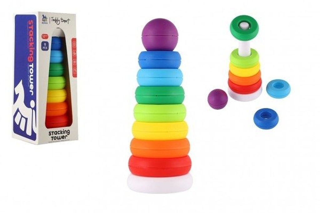 Věž/Pyramida barevná stohovací skládačka 9ks