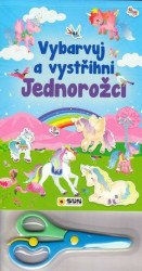 Vybarvuj a Vystřihni: Jednorožci (modrá)