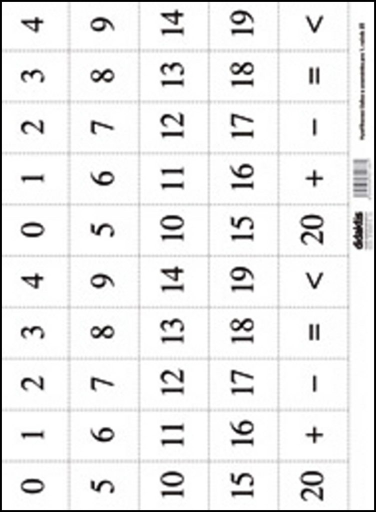 Vystřihovací číslice a znaménka pro 1. ročník ZŠ