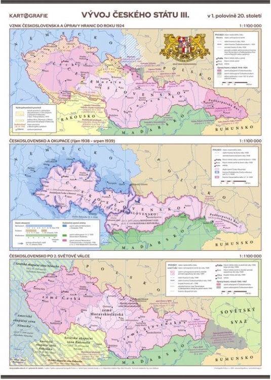 Vývoj českého státu III. (v 1. polovině 20. stol.) – školní nástěnná mapa/96 x 136 cm - kniha z kategorie Mapy
