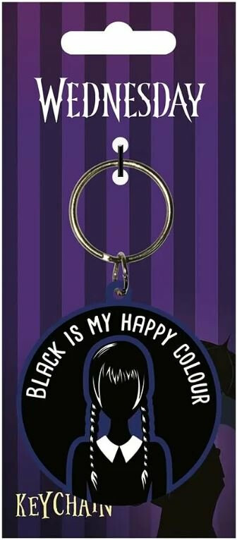 Wednesday gumová klíčenka – "Black Is My Happy Colour"