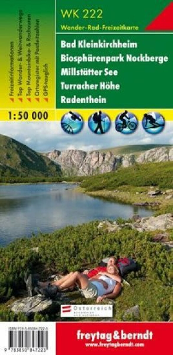 WK 222 Bad Kleinkirchheim, biosférická rezervace Nockberge, Millstätter See, Turracherhöhe, Radenthein 1:50 000 / turistická mapa