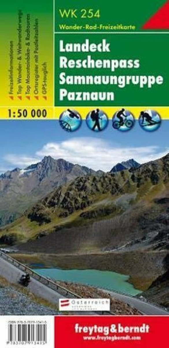WK 254 Landeck, Reschenpass, Samnaun Group, Paznaun 1:50 000 / turistická mapa