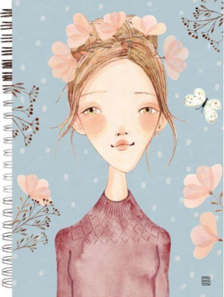 Zápisník s autorskou ilustrací Ivony Knechtlové – Slečna s věnečkem