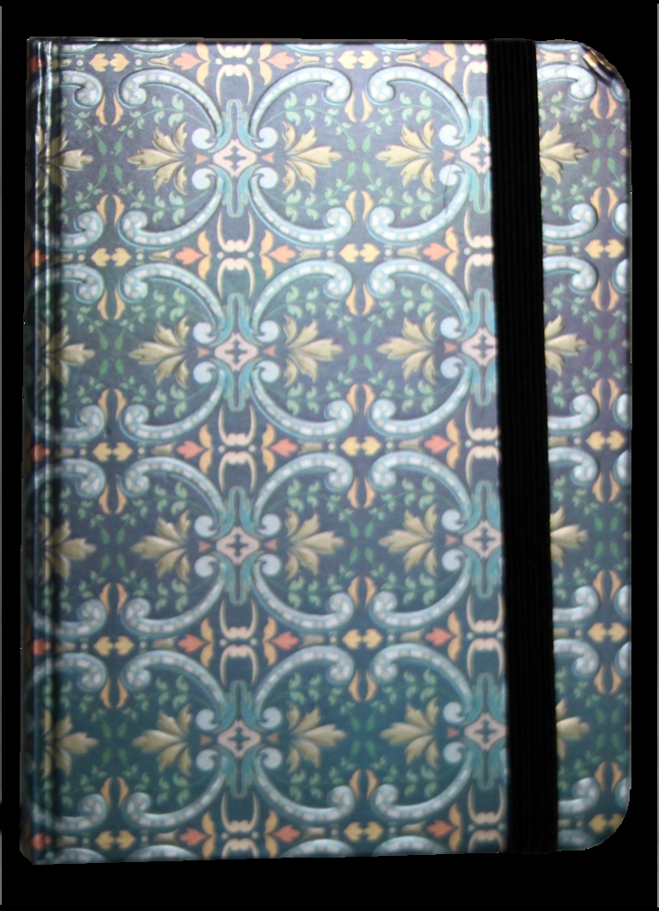 Zápisník s gumičkou 95x140 mm modrostříbrný ornament